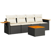 Set Divani da Giardino 5 pz | Set Salotto da Giardino con Cuscini in Polyrattan Nero