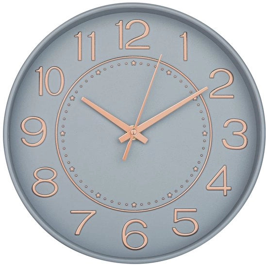 HZDHCLH - 25cm orologio da parete moderno silenzioso con cifre arabe, indicatore dei secondi e maniglie senza tic per decorazione in soggiorno, cucina, ufficio e camera da letto (giallo oro)