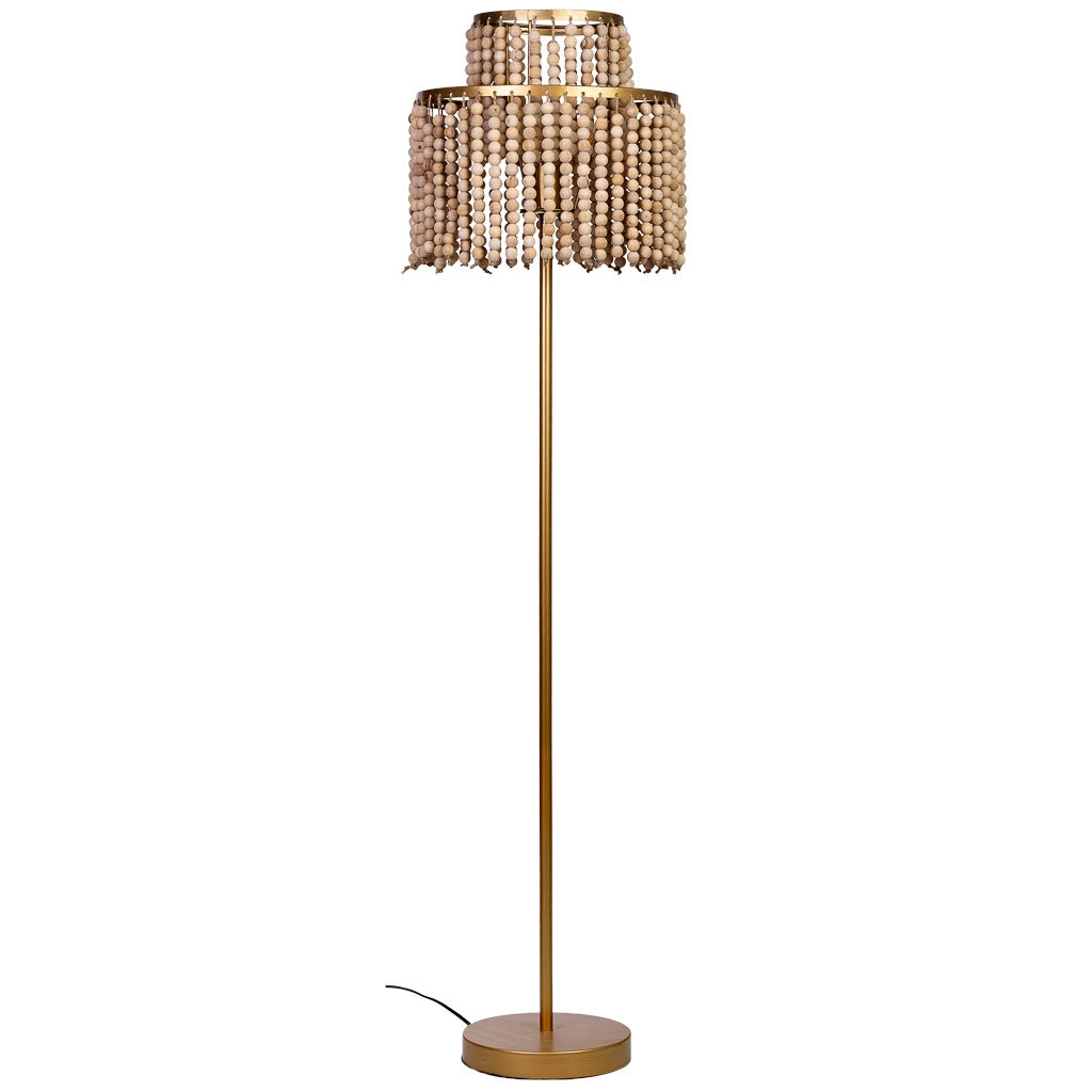 Lampada da terra in metallo e legno 38x38x130,5/152,5h cm