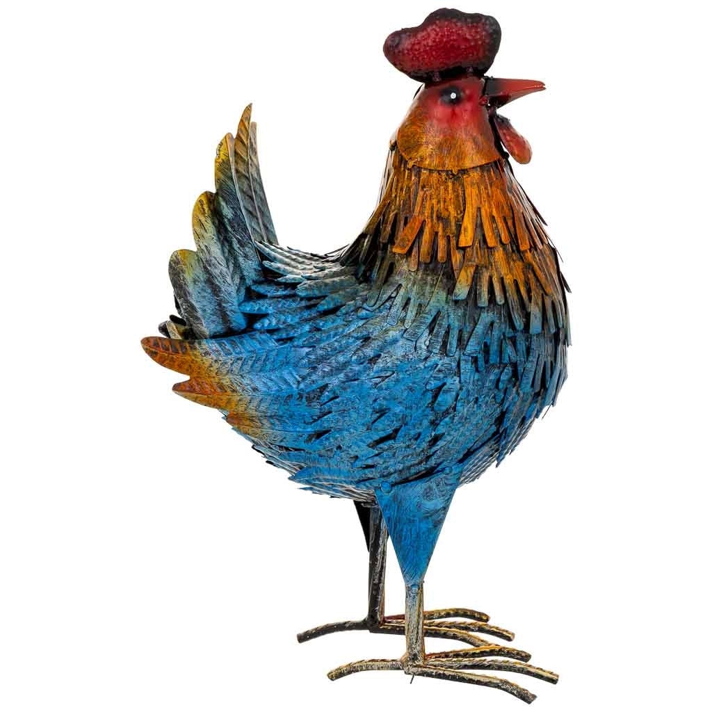Figura decoración gallo de metal multicolor 22x14x36h cm
