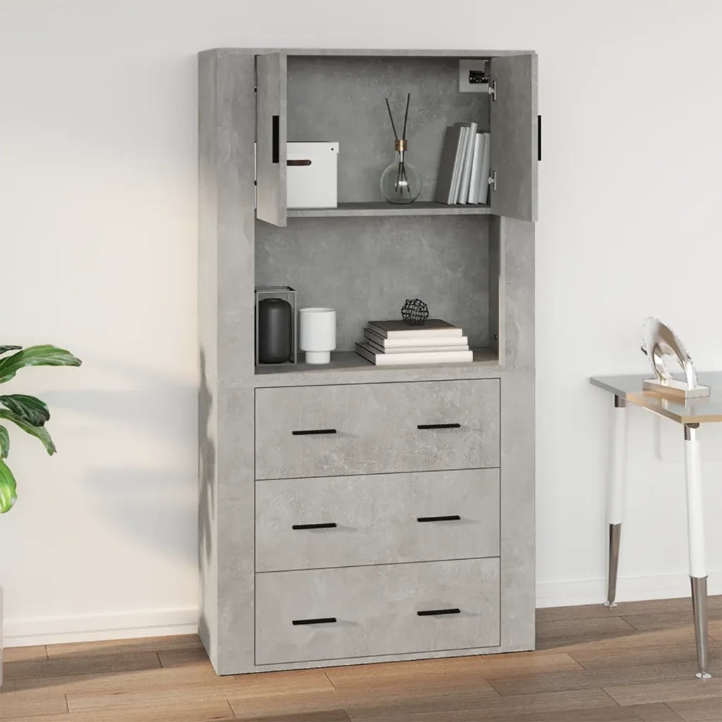 Armadietto a Muro | Mobile a Parete Grigio Cemento 80x33x80 cm in Legno Multistrato