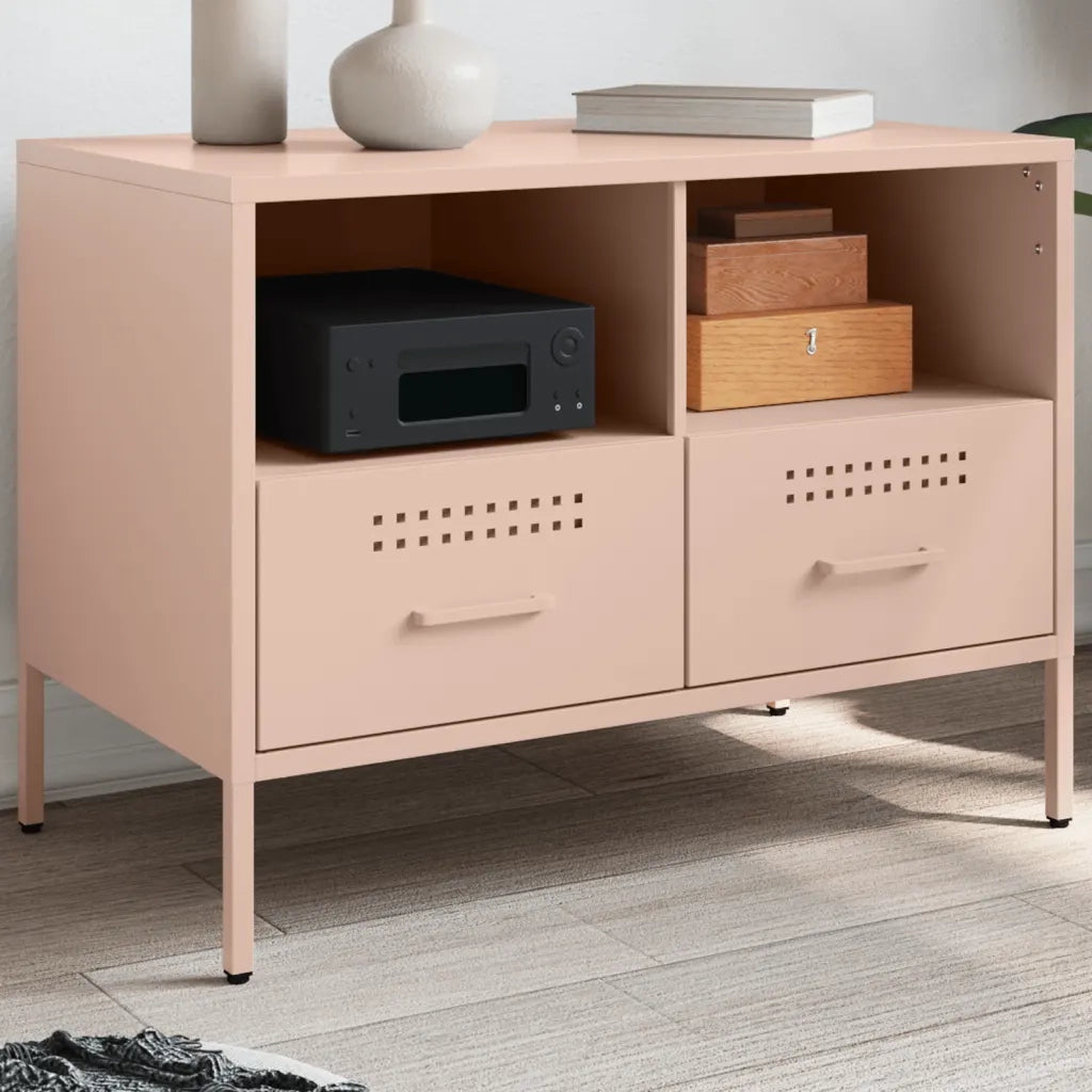 Mobile TV-Credenza per TV-Console TV Rosa 68x39x50,5 cm in Acciaio 650079