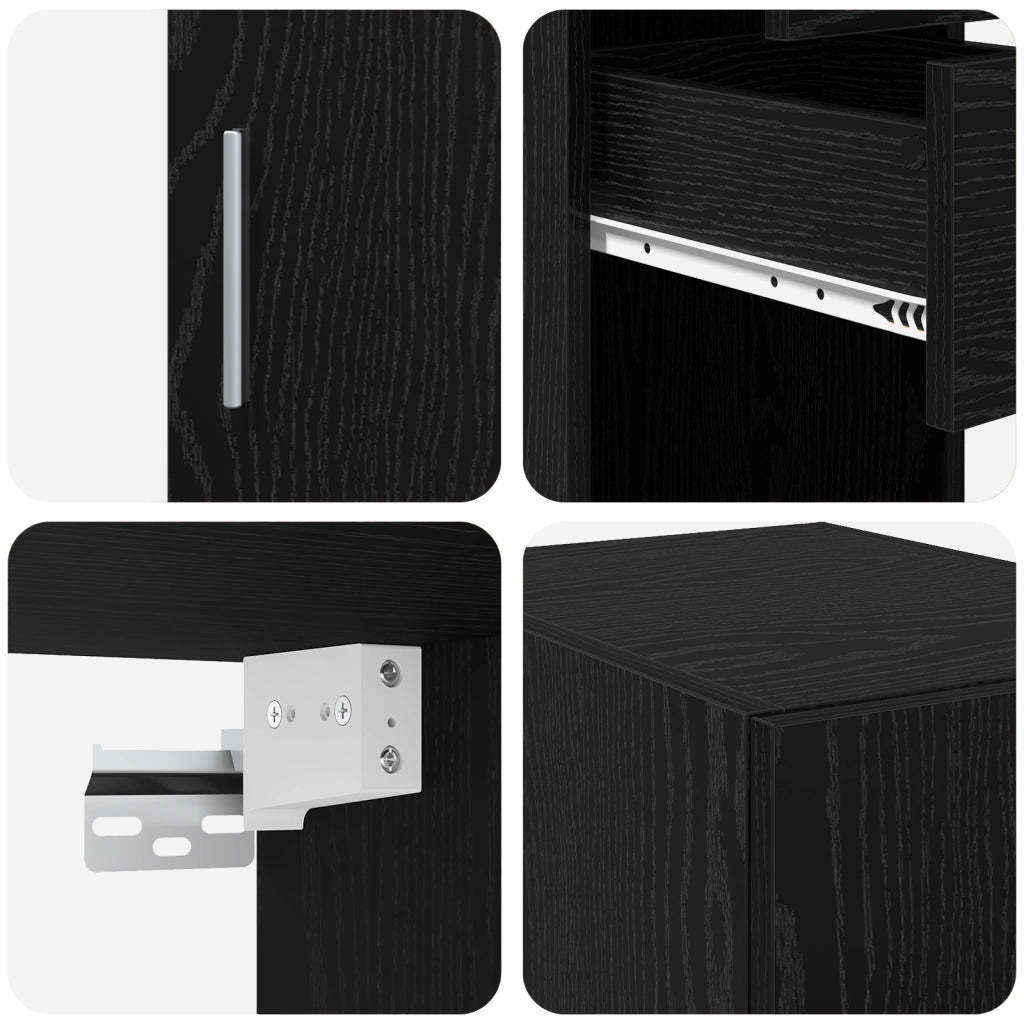 Cabinet slim  Rovere nero 30x42.5x225 cm Legno ingegnerizzato