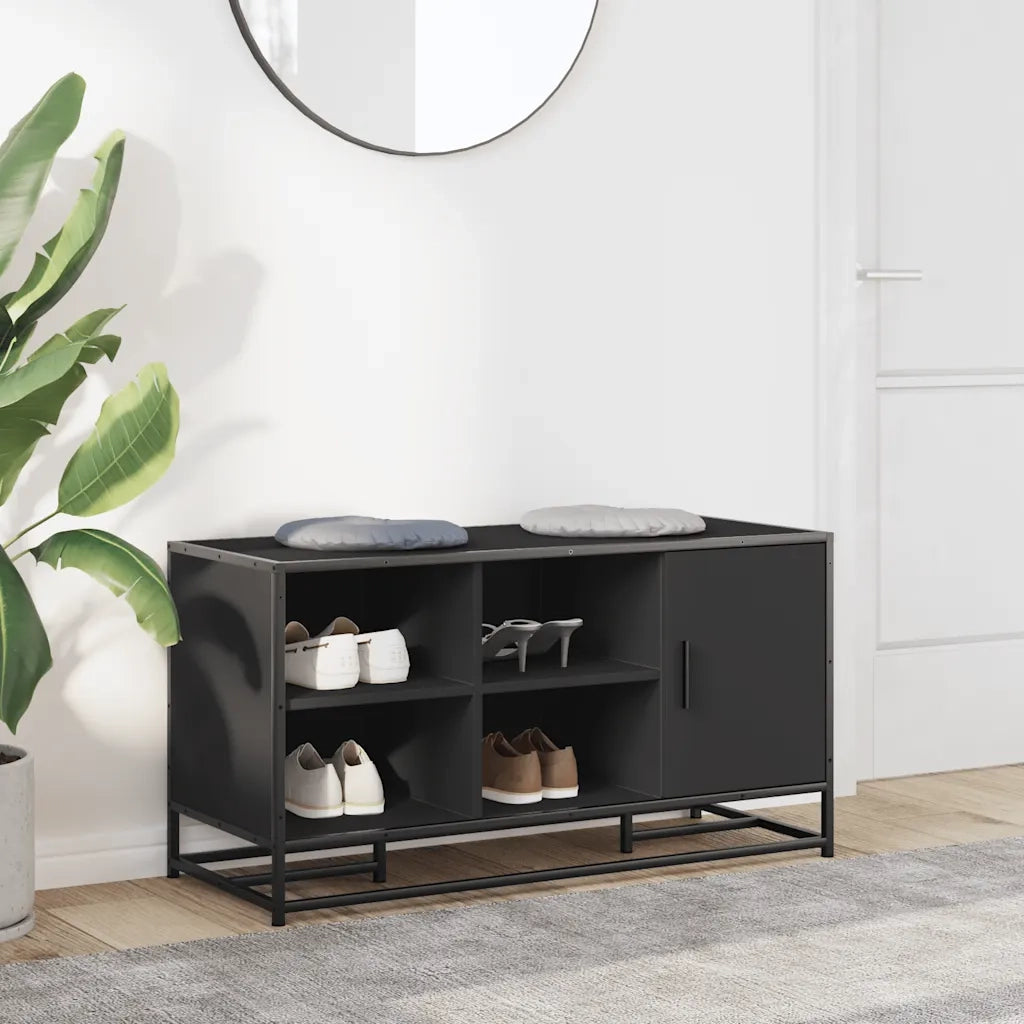 vidaXL Scarpiera Nera 100x40x53,5 cm in Truciolato e Metallo