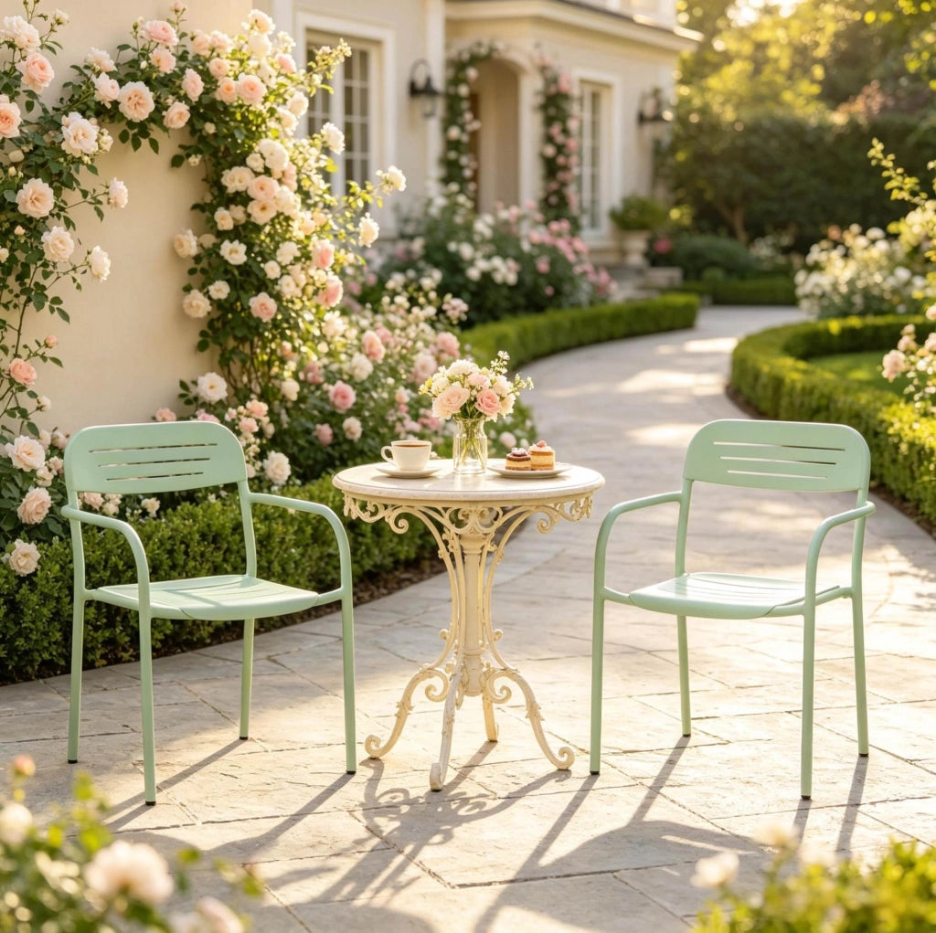 Set di 2 sedie da giardino impilabili in metallo verde 56 x 58 x 78 cm
