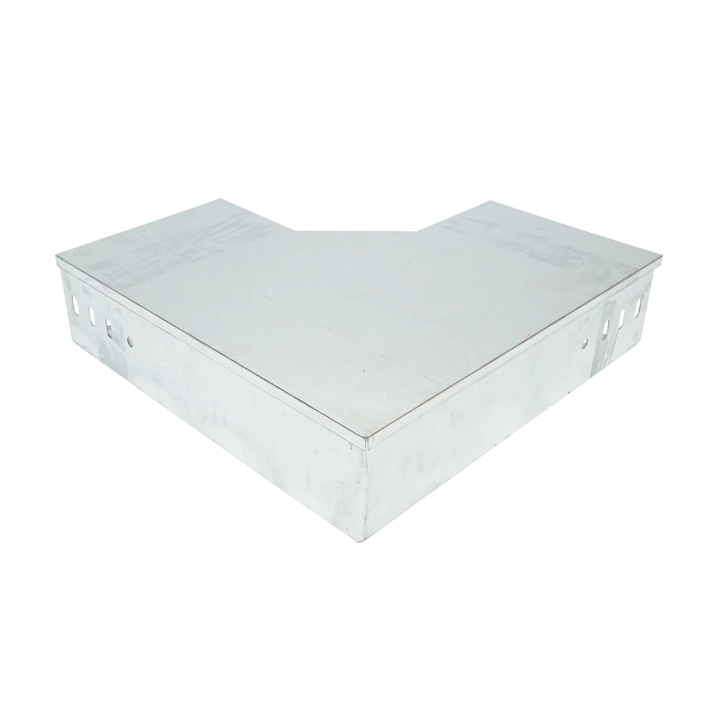 Gomito orizzontale a 90 gradi in acciaio zincato per grondaia 100x200mm