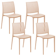 Set di 4 sedie da giardino in plastica sintetica, sedute da esterno impilabili color beige sabbia