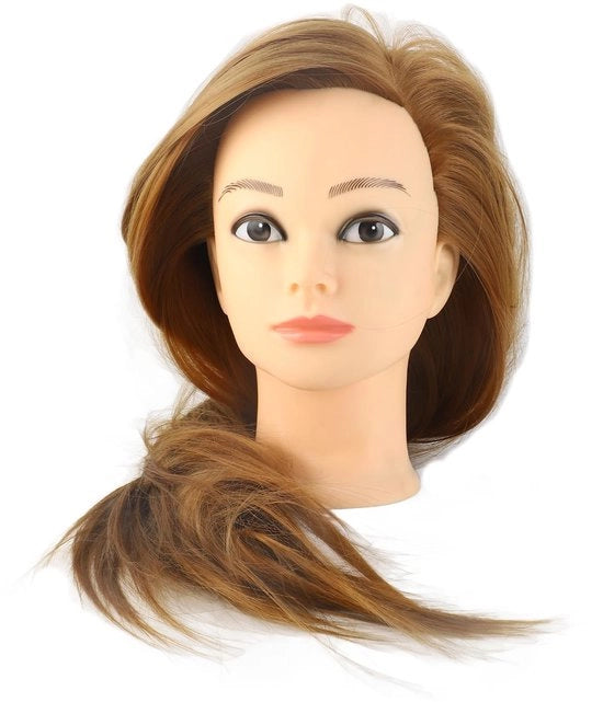 Orefice professionale per capelli con capelli reali - Orefice per capelli - Capo per capelli - Capo per parrucchiere - Allenamento - Incluso accessorio per bavaglio - Haarpop