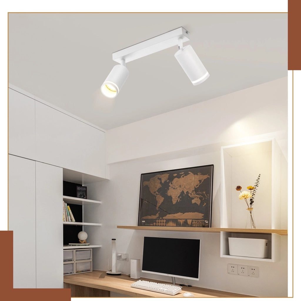 ZMH Faretto da soffitto Bianco 2 Luci GU10 Orientabile da Interno in Metallo per Soggiorno Corridoio Senza Lampadine