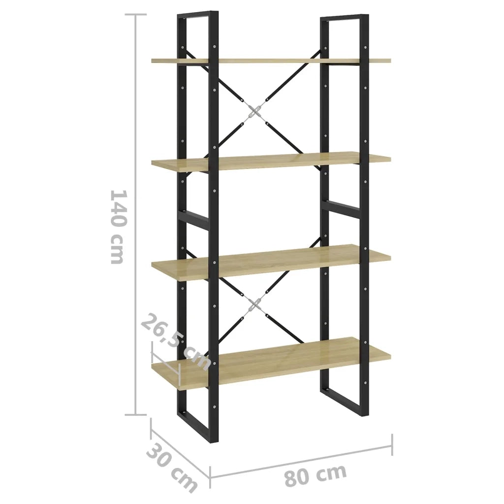 Libreria 4 Ripiani Rovere Sonoma 80x30x140 cm Legno Multistrato 806460