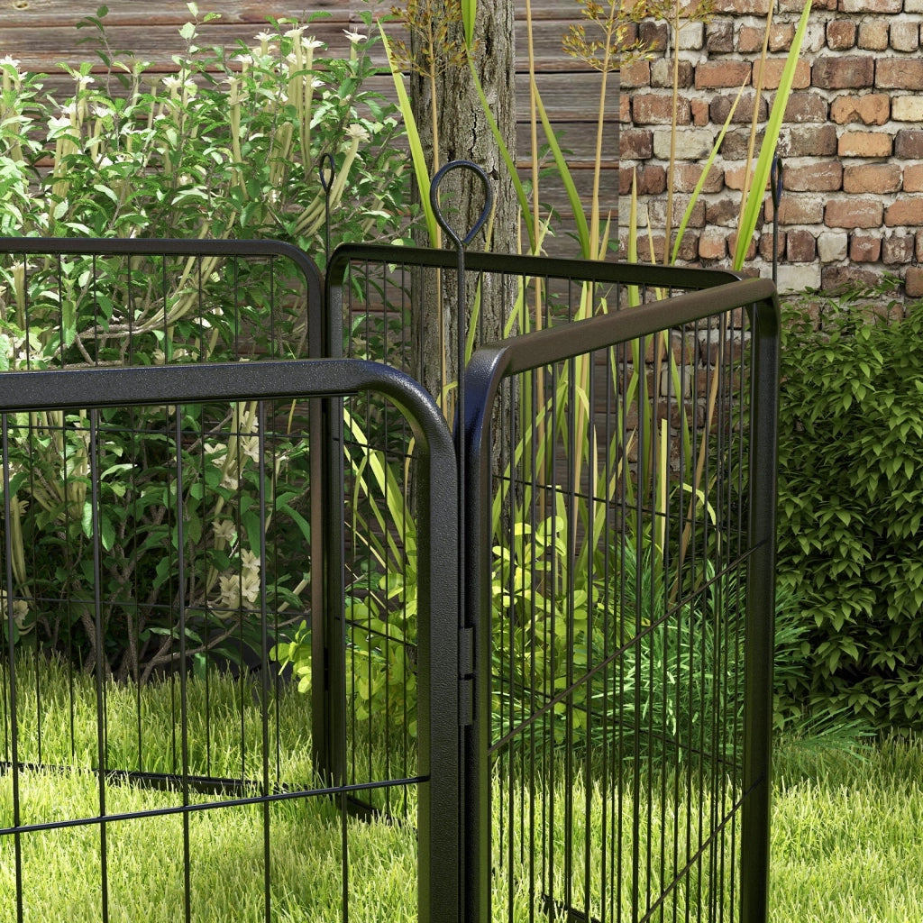 Recinto per Cani a 8 Pezzi Modulabili per Interno ed Esterno 80x60 cm in Acciaio  Nero