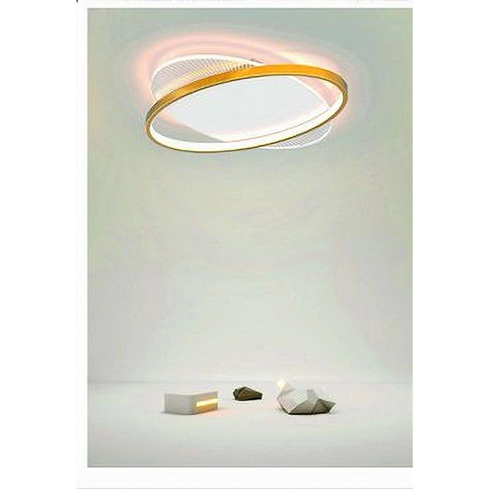 Trade Shop - Plafoniera Led 28 W Rotonda Oro Moderno Lampadario Soffitto Luce Naturale 71019 -