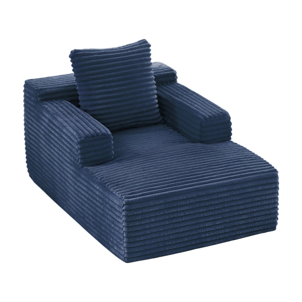 Chaise longue relax utilizzabile come poltrona e divano letto salvaspazio in velluto a coste blu