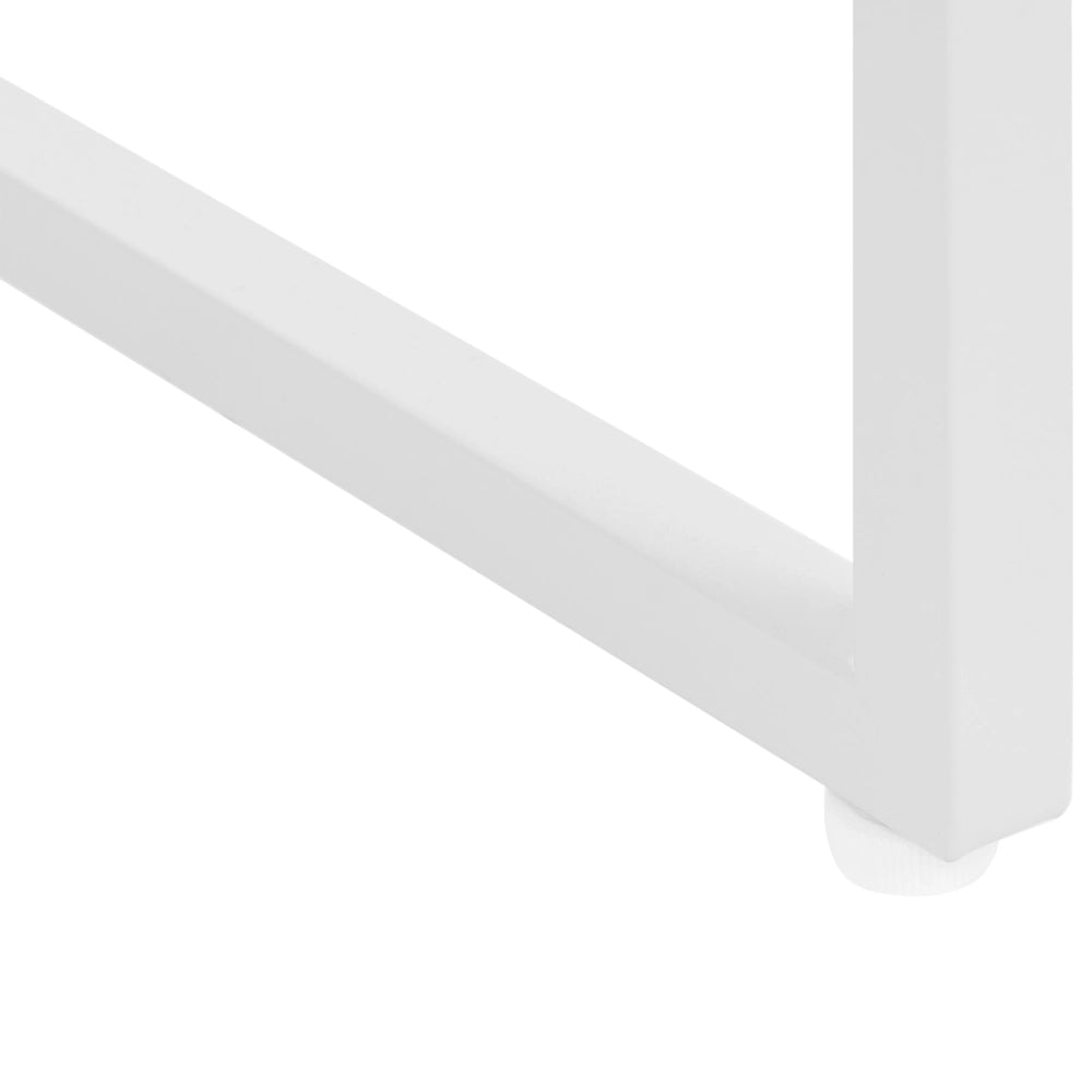 Scrivania da ufficio per casa in MDF bianco chiaro, 120 x 60 cm, struttura in acciaio con cassetto e vano chiuso, design moderno e minimalista