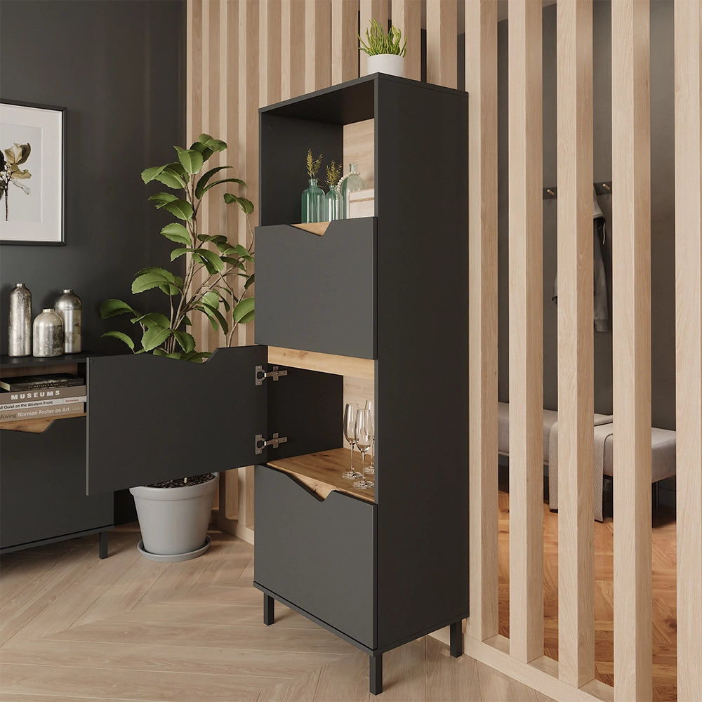 Vicco Credenza Antracite/Artisan 60 x 169.5 cm con 4 scomparti
