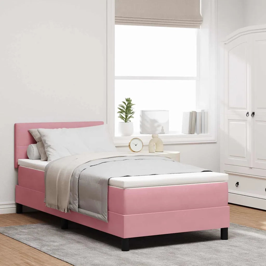 Letto a Sorgente LED con materasso Rosa 80 x 200 cm Velluto 3342619