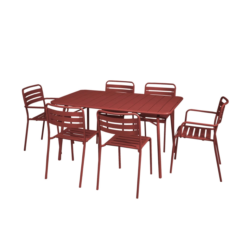 Set tavolo da giardino pieghevole in acciaio con 2 poltrone e 4 sedie,