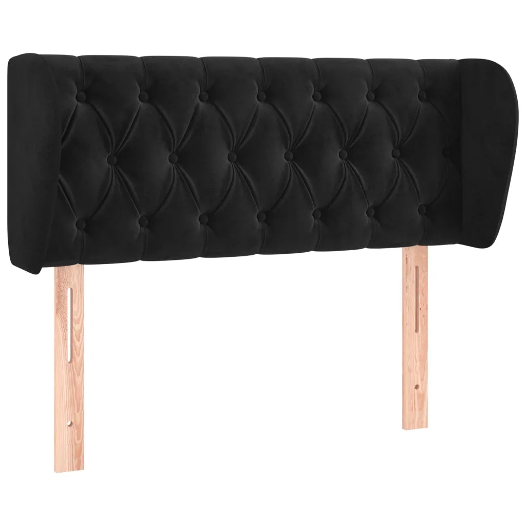 Testiera | Testata ad Orecchio Nera 93x23x78/88 cm in Velluto