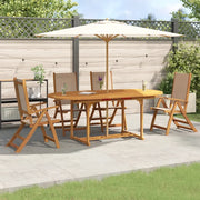 Set Pranzo da Giardino 5pz Legno Massello di Acacia e Textilene