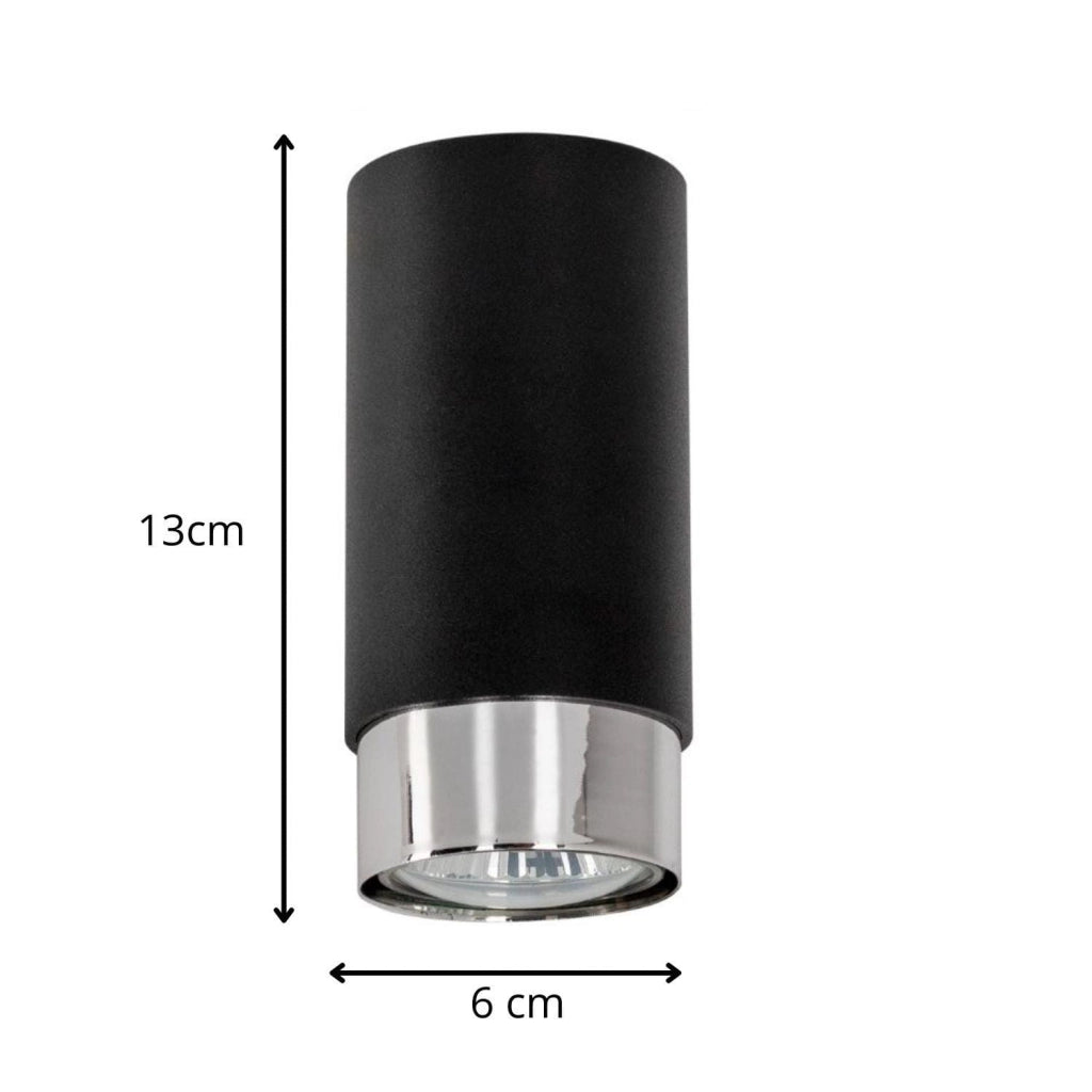 Plafoniera spot Hava 1 luce Lampex nero/cromo GU10 13cm