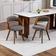 Sedia da Pranzo Girevole Set da 2 con Seduta Imbottita 360° e Schienale Ergonomico in Lino Grigio