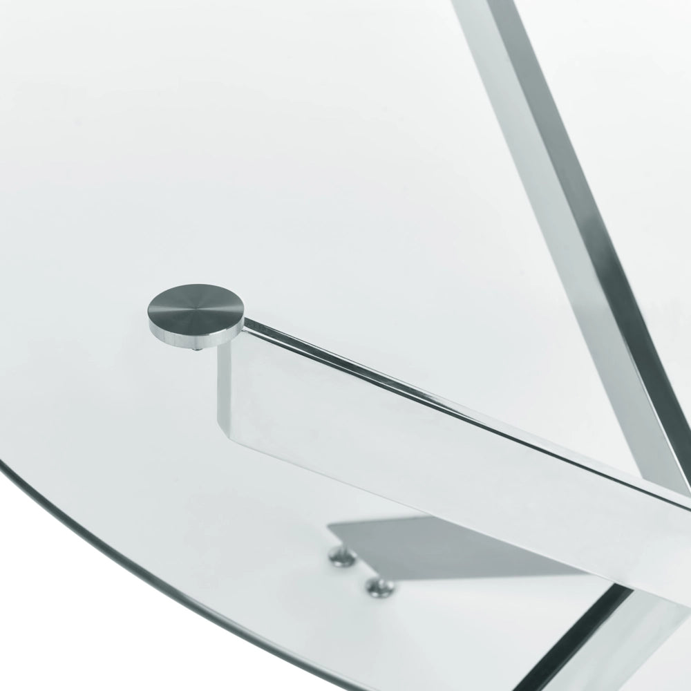 Tavolo da pranzo rotondo piano in vetro temperato gambe in argento ⌀ 120 elegante glamour