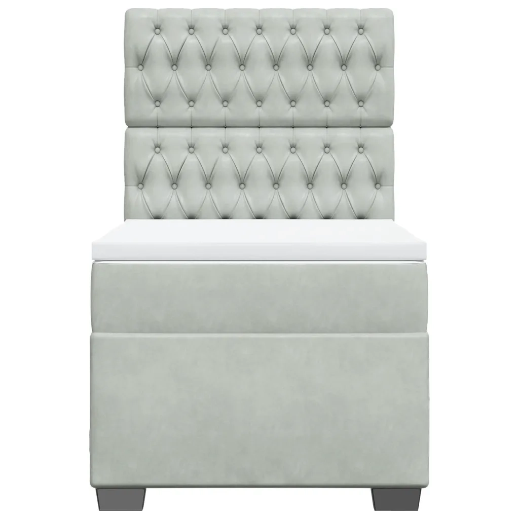 Giroletto a Molle con Materasso Grigio Chiaro 100x200cm Velluto 3293140