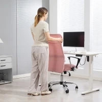 Sedia Ergonomica da Ufficio Girevole, Altezza Regolabile e Schienale a Rete, 63x65x109-119 cm, Rosa