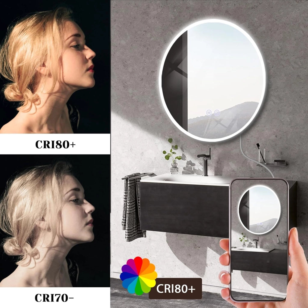 ZMH Specchio da Bagno Illuminato con Regolazione d'Intensità e Interruttore Touch