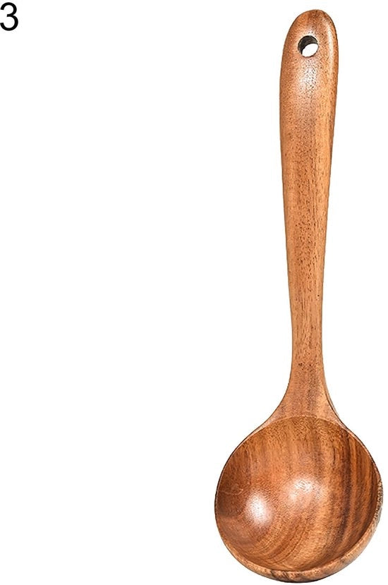 Beni da cucina in legno, cucchiai, spatole antiscorrosive, attrezzatura da cucina, spatole in legno, spatole per schiuma, spatole angolari, servizio da tavola (cucchiaio da zuppa grande)
