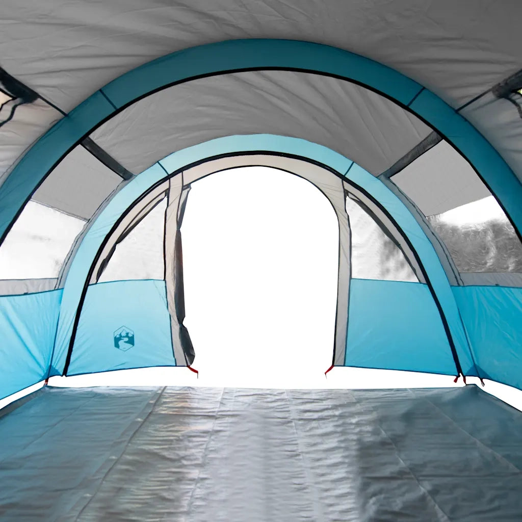 Tenda da Campeggio a Tunnel per 4 Persone Blu Impermeabile