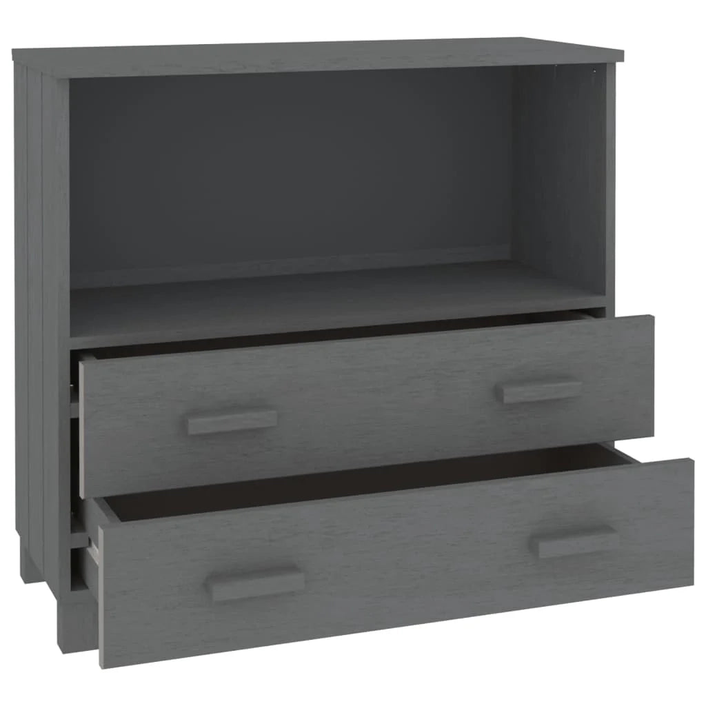Buffet credenza cassettiera armadio mobile contenitore organizer cucina soggiorno scuro 85 x 35 x 80 cm legno massello di pino grigio 02_0032169