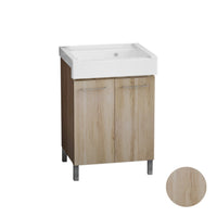 Mobile lavatoio con lavabo in ceramica 2 ante olmo 60x50