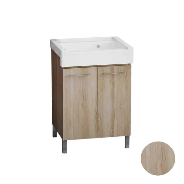 Mobile lavatoio con lavabo in ceramica 2 ante olmo 60x50