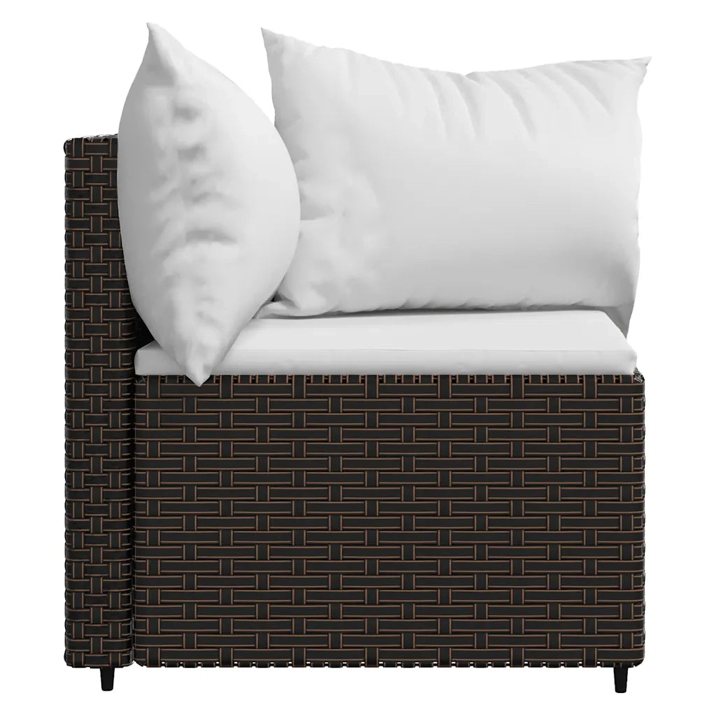 Divani Angolari da Giardino con Cuscini 2pz-Sofa da giardino Polyrattan Marrone