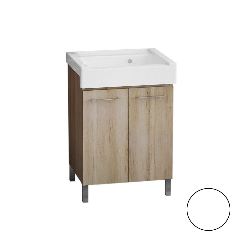 Mobile lavatoio con lavabo in ceramica 2 ante 60x50 classico colore bianco