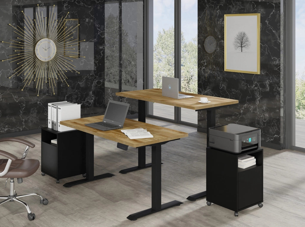 SCRIVANIA BIM NATURAL DESK 2P NERO OPACO ROVERE NATURALE 140x70