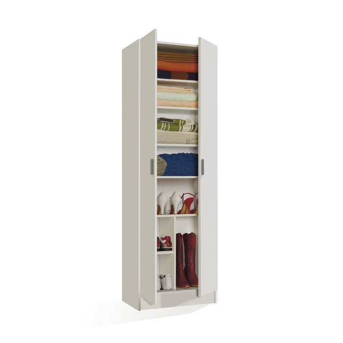 Armadio multiuso a piu' ripiani 180x58x37 cm bianco