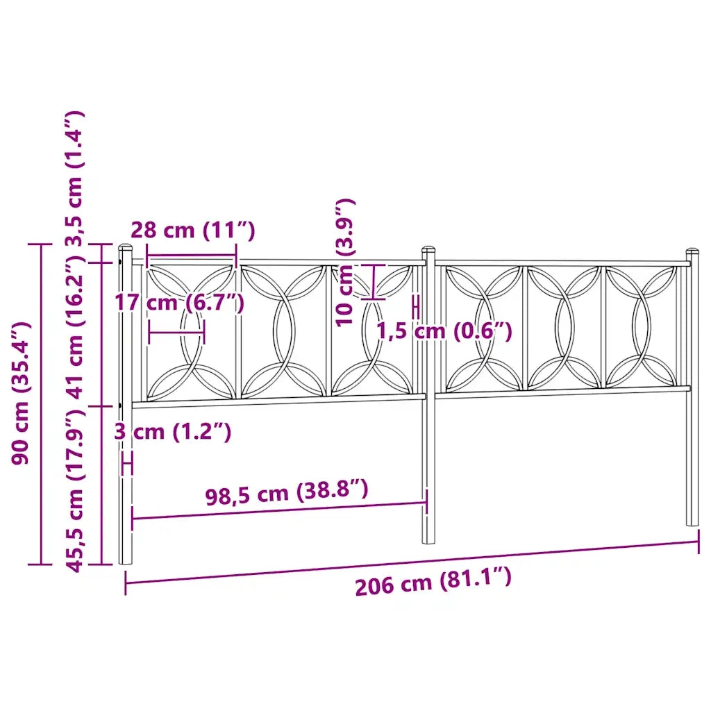 Testiera di Ricambio in Metallo Bianco 200 cm 376215