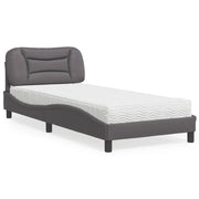 Letto con Materasso-Struttura Letto con Materasso Hvar Grgio 80x200 cm in Similpelle