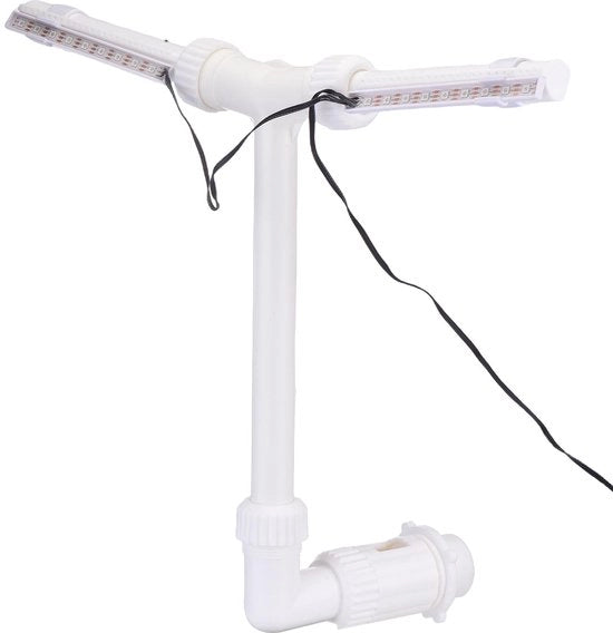 Zwembadfontein Soffiante a Energie Solare - Doppio Getto - Regolabile Soffiatore per Piscine - 18 Luce LED - 10 Modalità - 28x5cm Dimensioni
