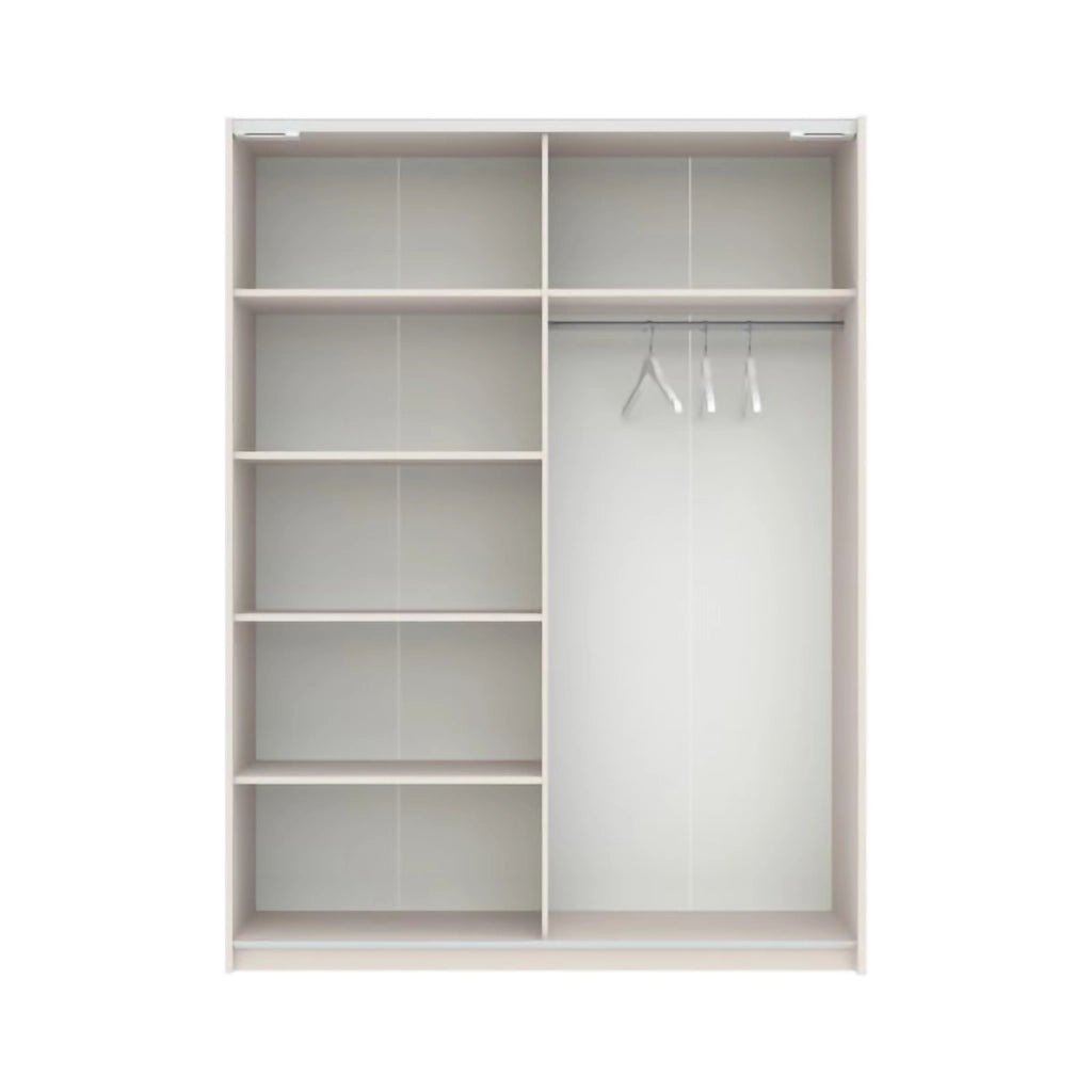 Armadio Camera da Letto Manita, Guardaroba 2 Ante 2 Ripiani, 150x204h cm Beige Cashmere