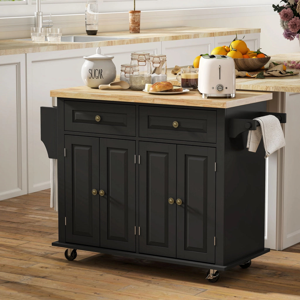 Tavolo da cucina con 2 cassetti e 2 ante ¨C zephmum ¨C MDF nero