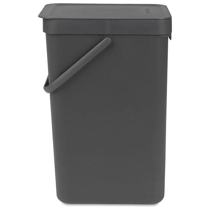 Brabantia 109966 Sort and Go Pattumiera 16 L Plastica Riciclata con Maniglia e Coperchio Stay Open Rimovibile Facile da Pulire Colore Grigio