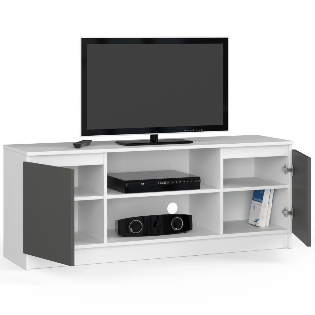 Mobile TV AKORD Bianco 140 cm 2 ante inserto frontale Grigio Grafite 140x40x55 cm
