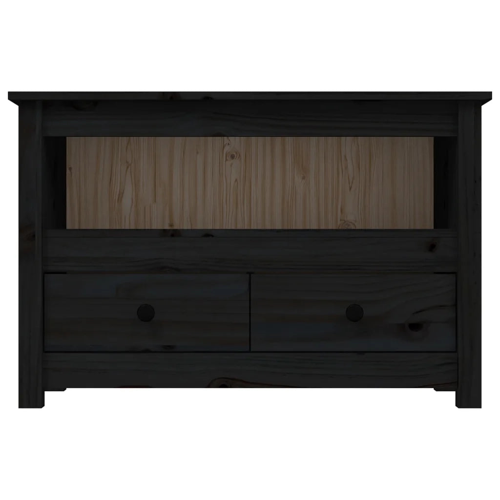 Mobile Porta TV Nero 79x35x52 cm in Legno Massello di Pino 821501