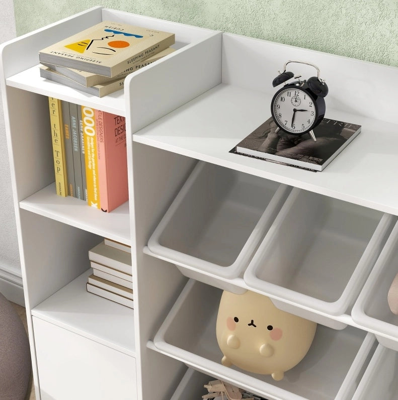 Libreria Montessori per bambini con 8 box removibili bianca