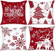 Set di 4 Slittine di Natale 45x45 cm - Disegno di Cerbiatti e Fiocchi di Neve