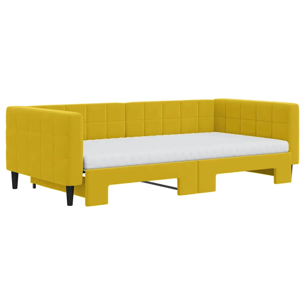 Divano Letto Estraibile con Materassi Giallo 100x200 cm Vellutocod mxl 82706