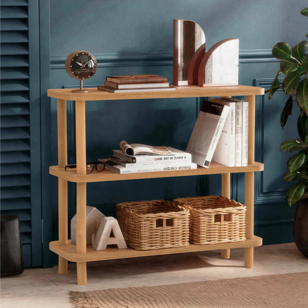 Biblioteca Maharaja, Libreria 3 Ripiani, 80x28x75h cm Marrone Quercia